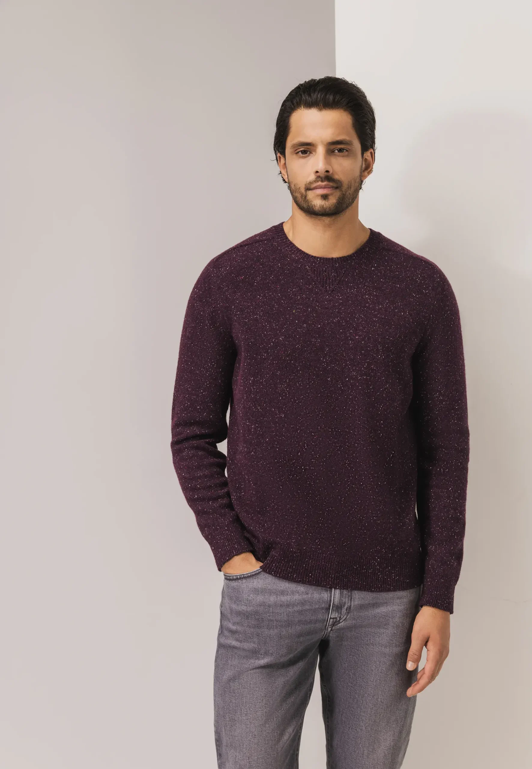 Hot Ronde hals trui van tweedgaren Truien