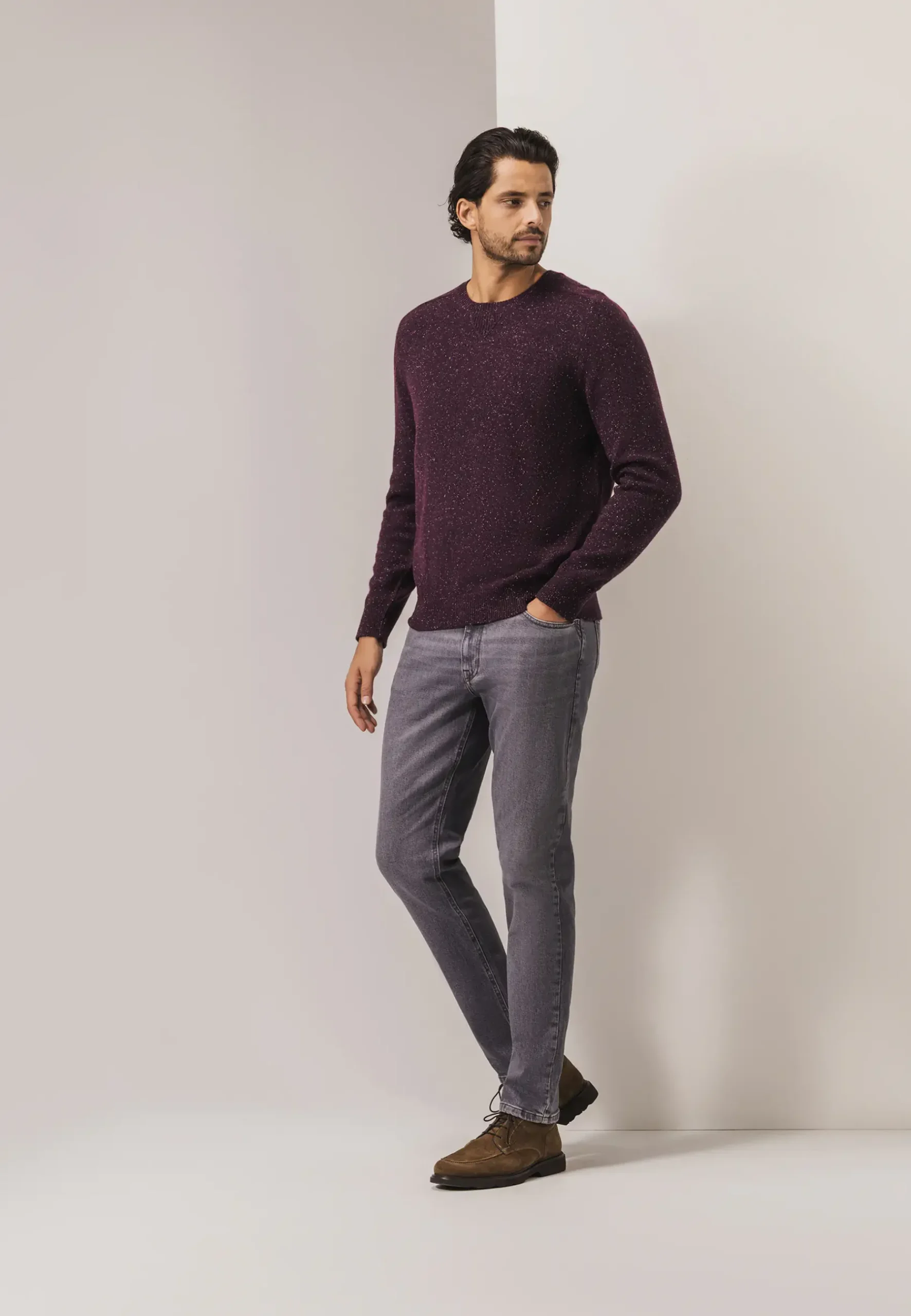 Hot Ronde hals trui van tweedgaren Truien