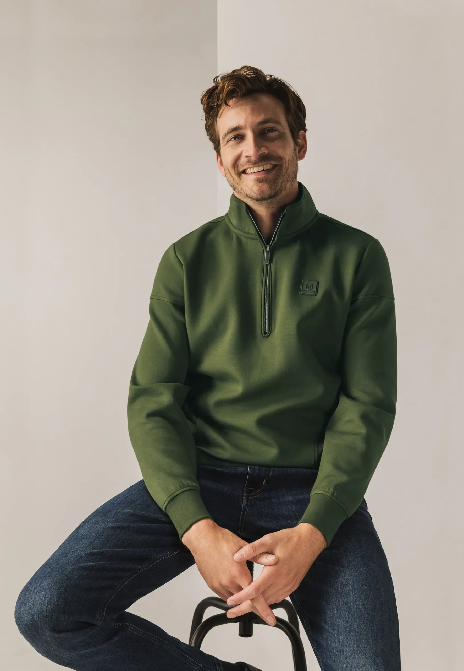 Clearance Sweatshirt met halve rits en fancy details Truien