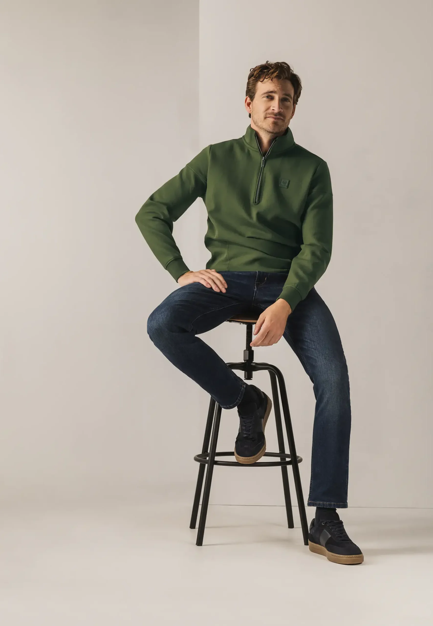 Clearance Sweatshirt met halve rits en fancy details Truien