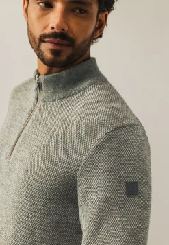 Hot Trui met halve rits en nylon-details Truien