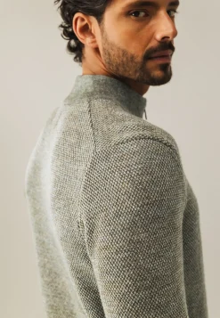 Hot Trui met halve rits en nylon-details Truien