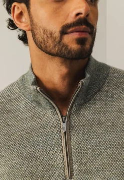 Hot Trui met halve rits en nylon-details Truien