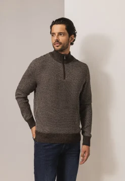 New Trui met halve rits en nylon-details Truien