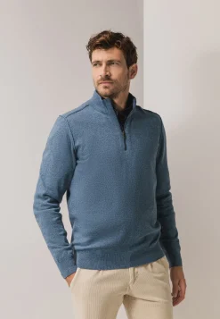 Trui met halve rits en rubberen badge Truien