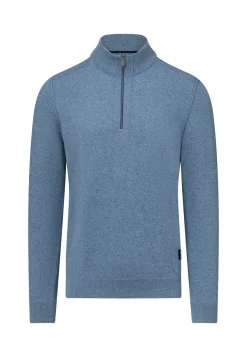 Trui met halve rits en rubberen badge Truien