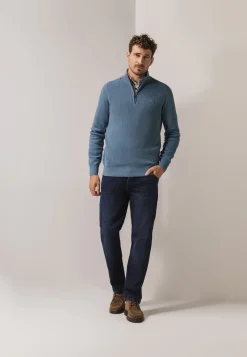 Hot Trui met halve rits en structuurpatroon Truien