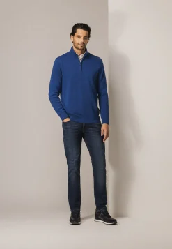 Clearance Trui van katoen met halve rits Truien