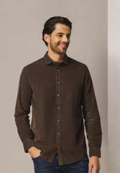 Velours overhemd van katoen Overhemden