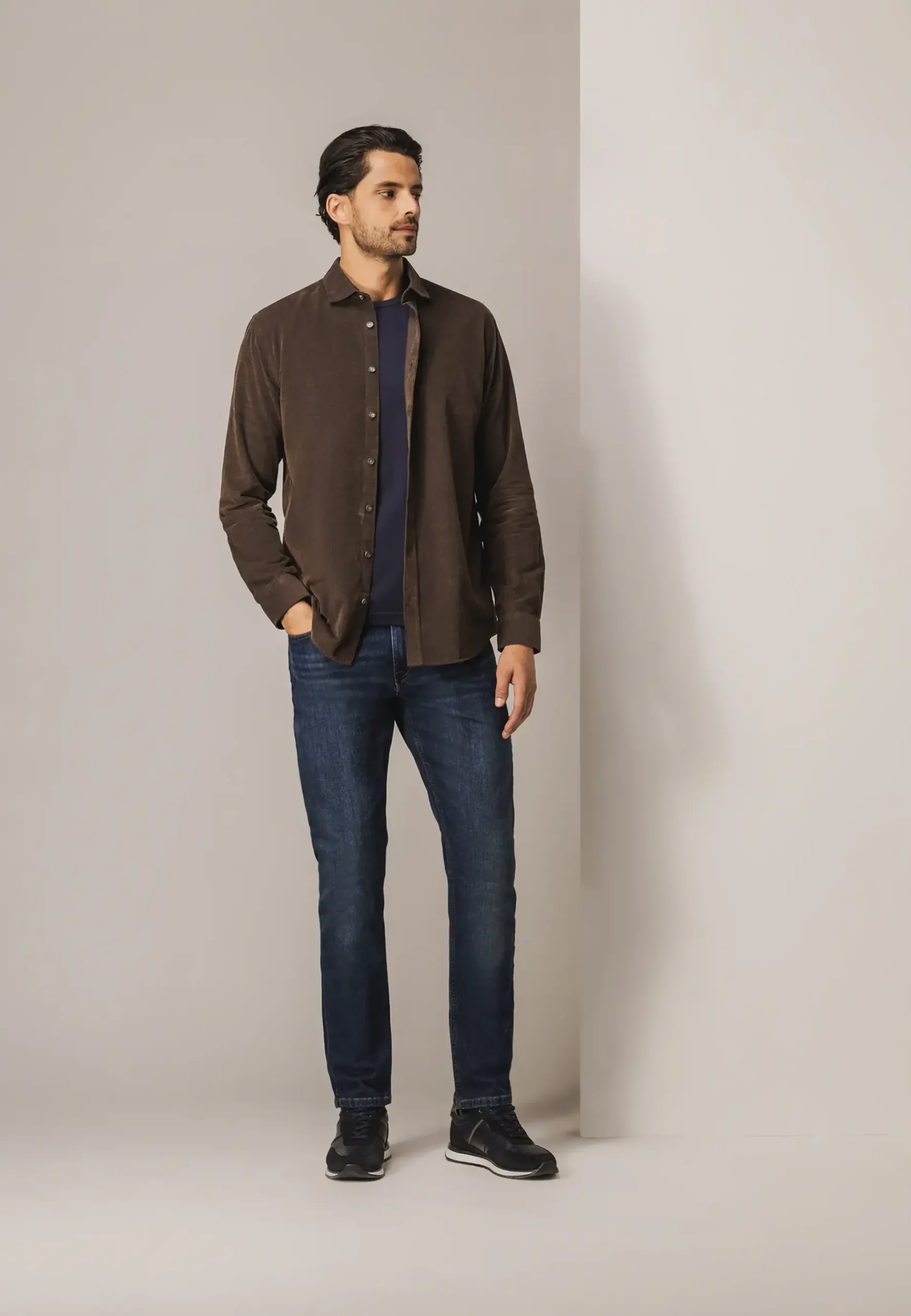 Velours overhemd van katoen Overhemden