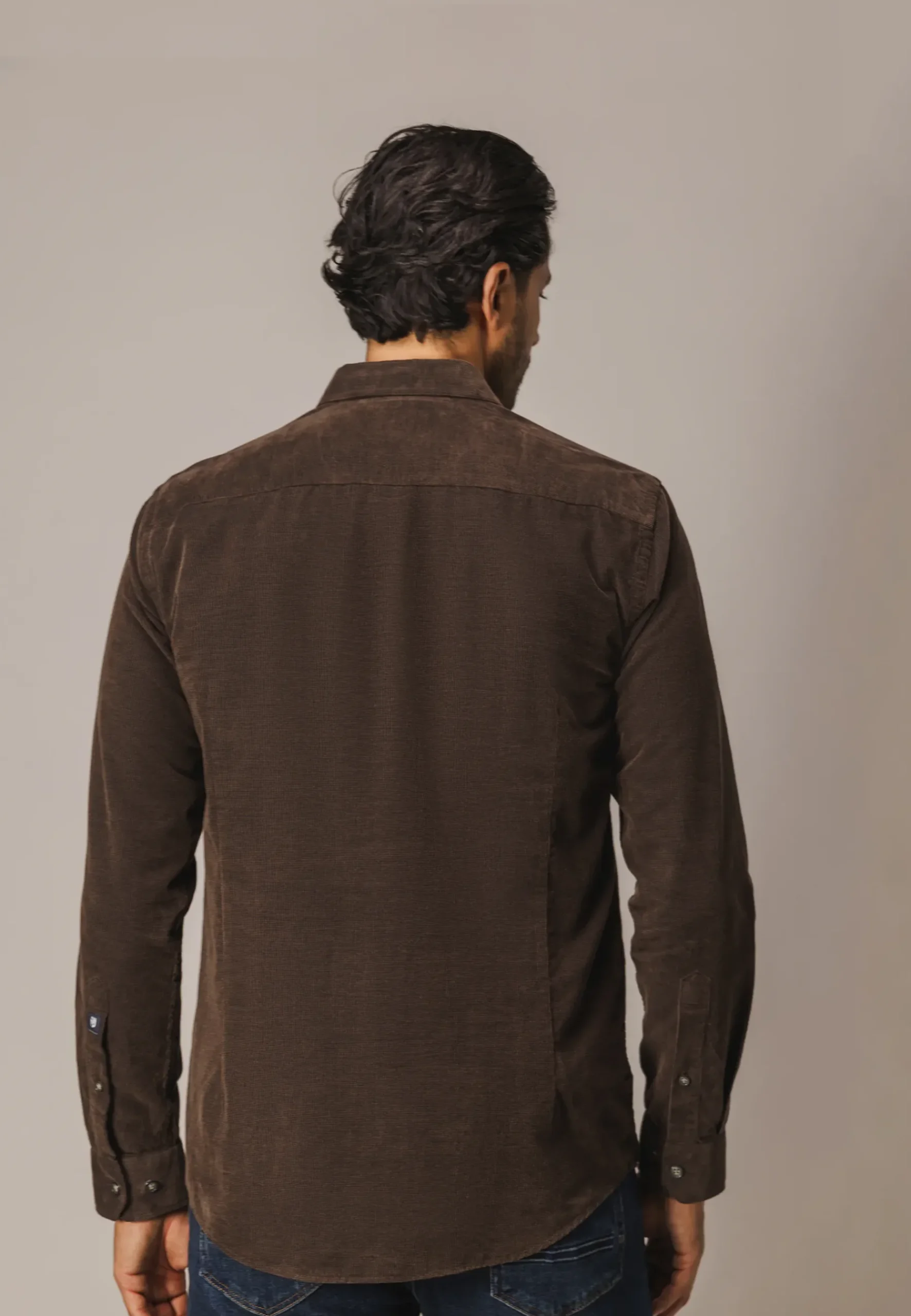 Velours overhemd van katoen Overhemden