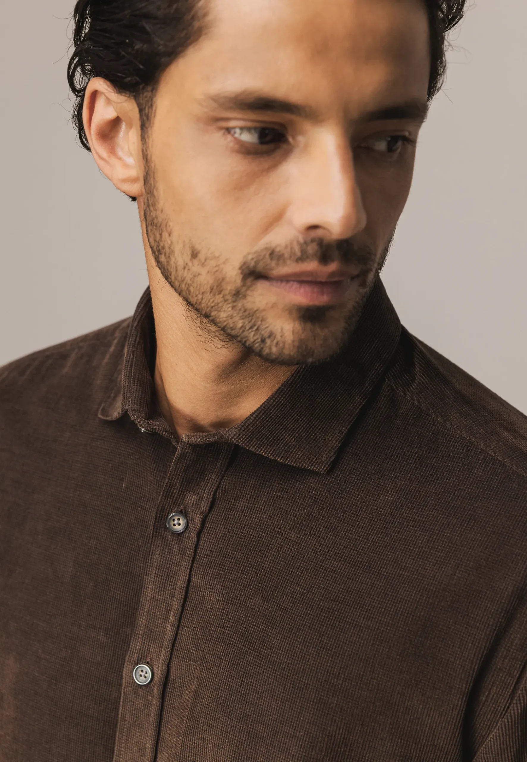 Velours overhemd van katoen Overhemden