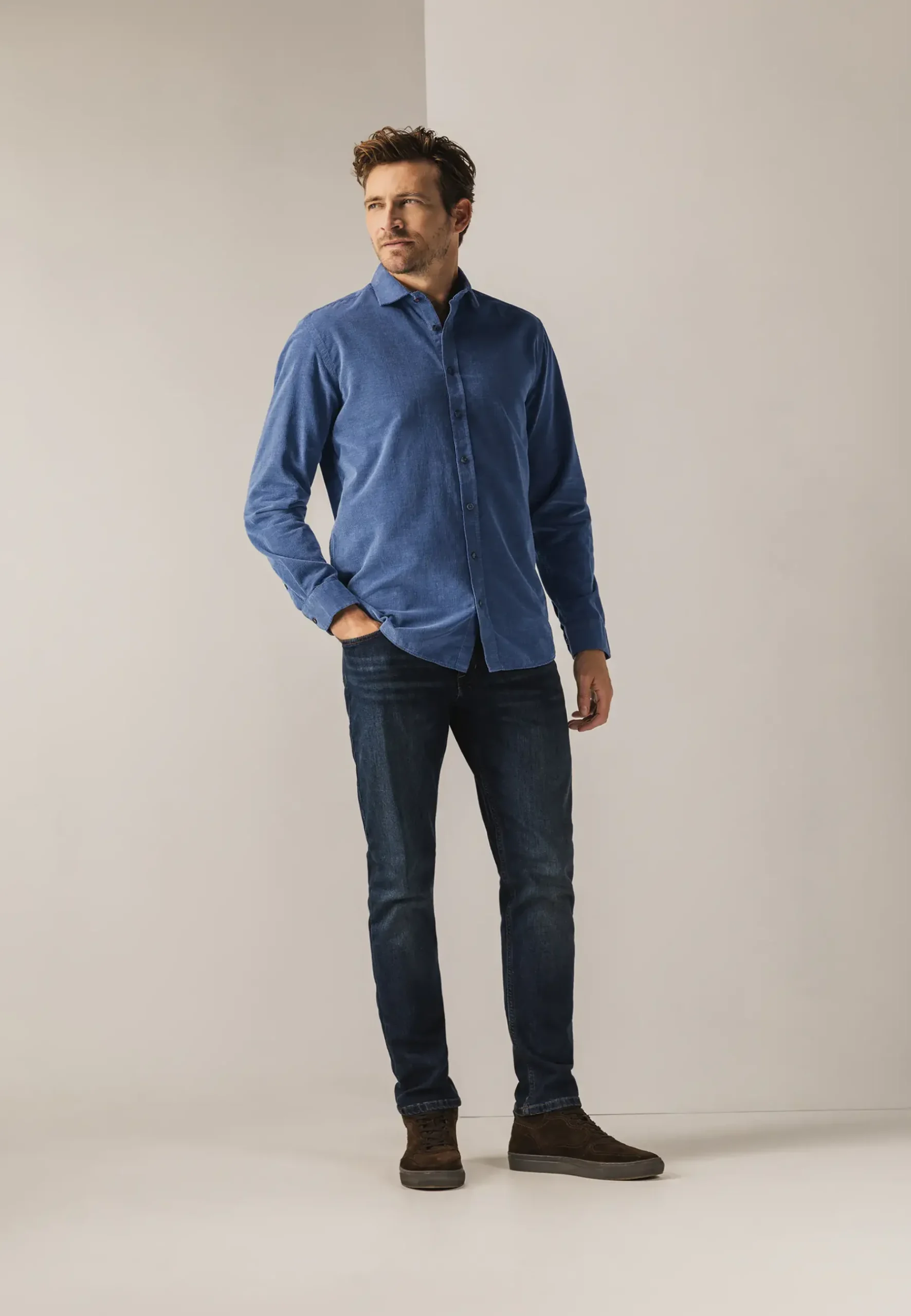 Hot Velours overhemd van katoen Overhemden