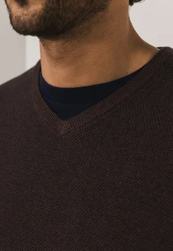 Outlet V-hals trui van biologisch katoen Truien